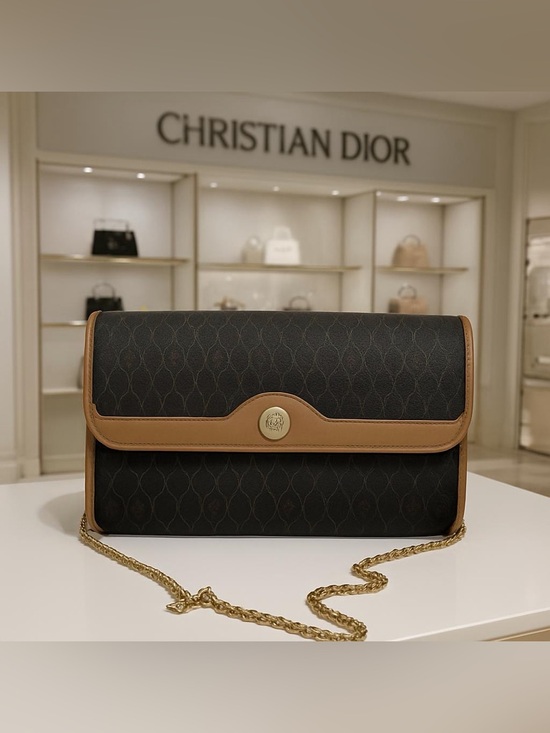 Dior Handbags - Vintage Christian Dior Black and Honey Brown/Tan Chain Crossbody in EUC